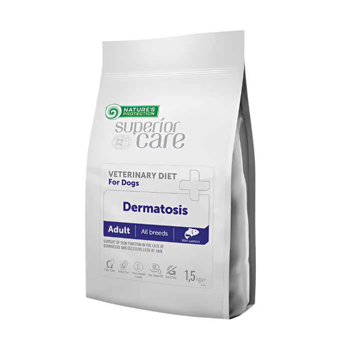 Nature`s Protection veterinary diet - salmon hypoallergenic/dermatosis adult all breed - medium kibbles