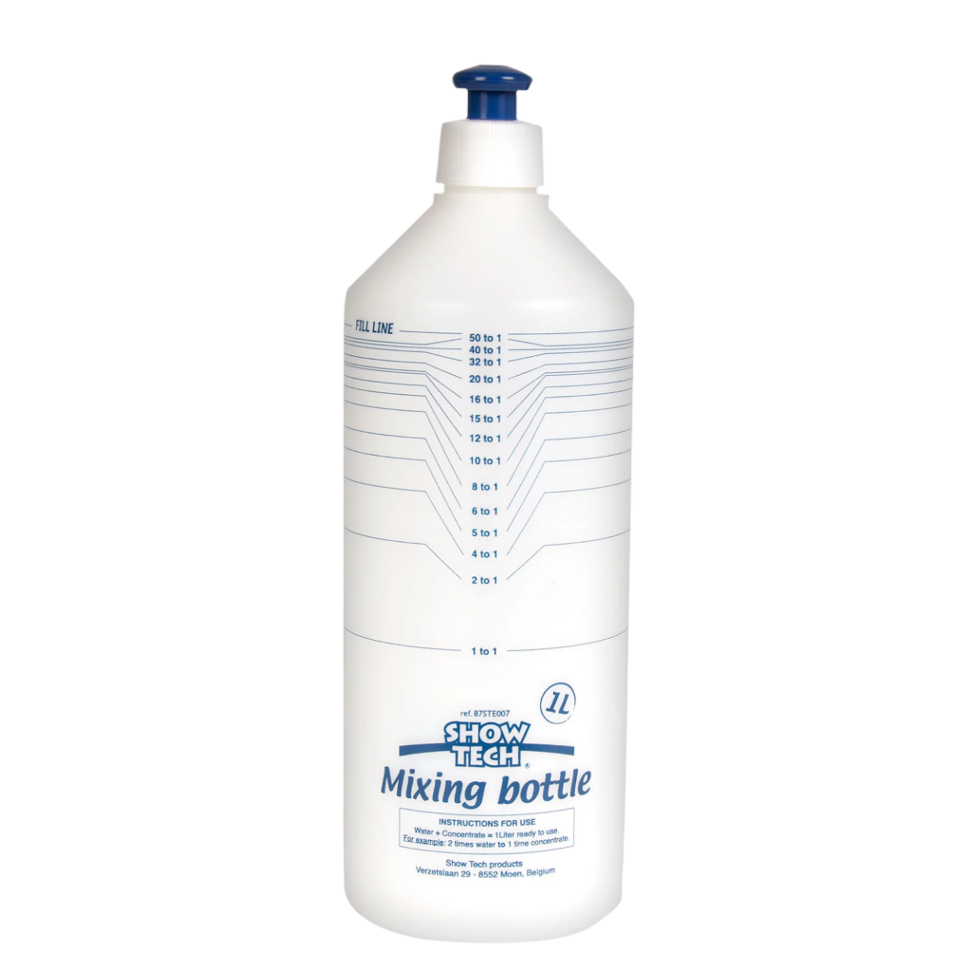 Flaske til opblanding af pelsplejeprodukter med tydelige afmærkninger 1 liter fra GroomUs.