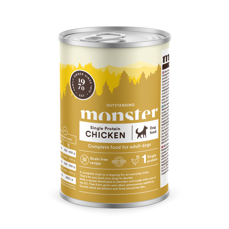 MONSTER vådfoder 400 gram Single Protein Chicken fra GroomUs
